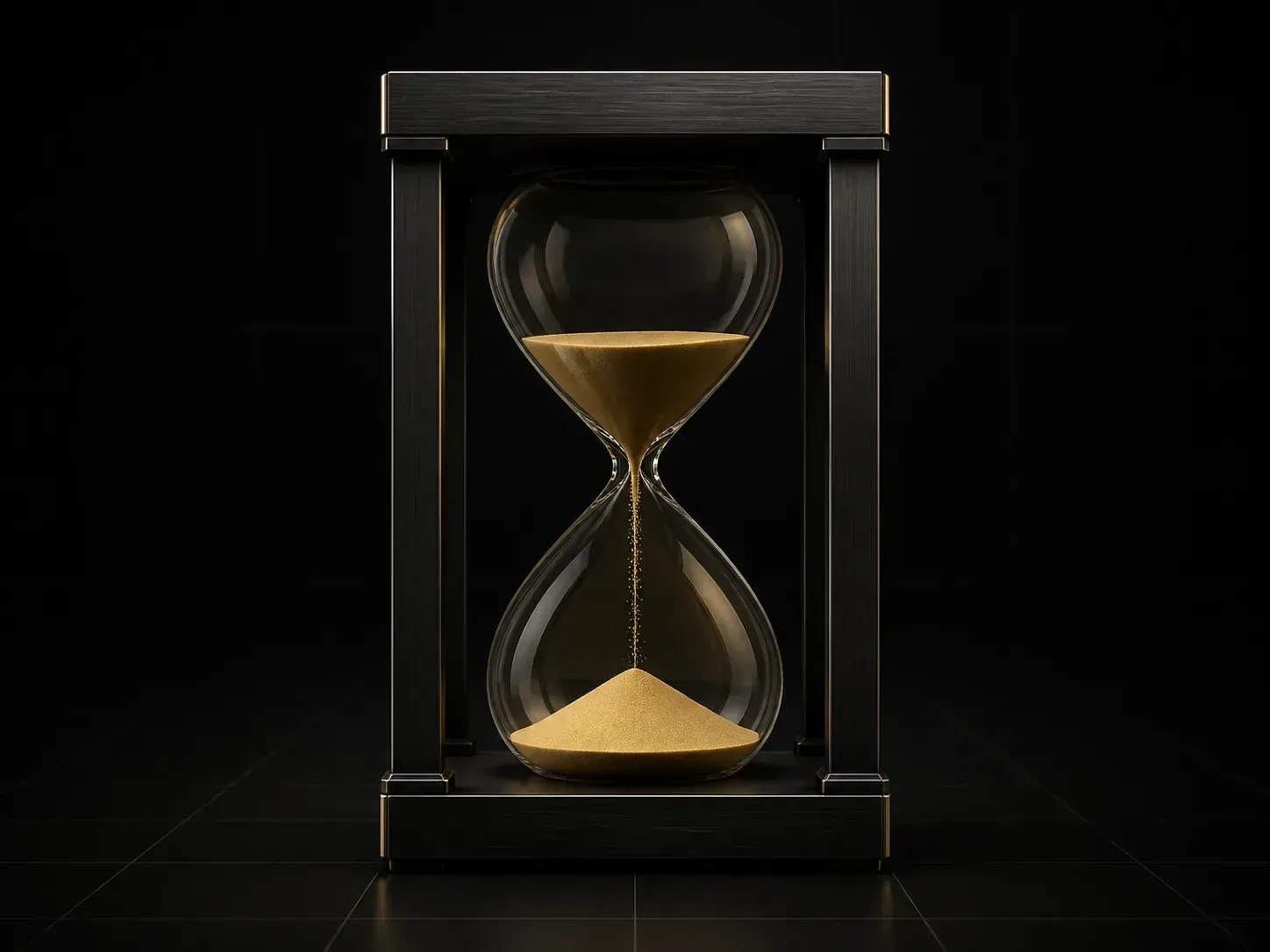 Minimalistische Sanduhr als Symbol für Zeitersparnis durch Automatisierung